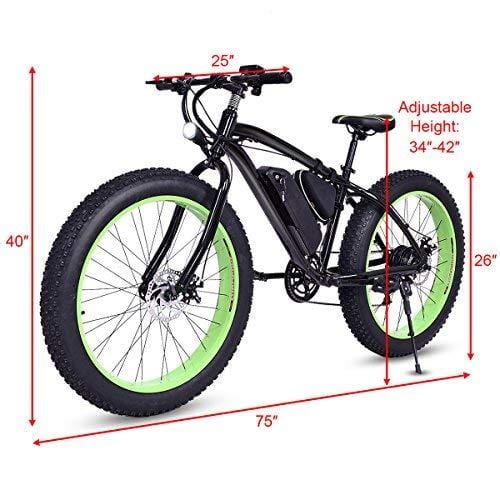 Goplus 26'' Electric Bike E-Bike Mountain Beach Snow Bicycle Fat Tire Bike Speed Up to 12.5MPH with 3 Riding Modes, Removable 36V Lithium Battery (Black)