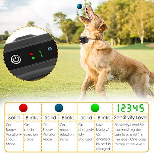 ELenest Bark Collar, 2019 Upgraded Smark Barking Control Device, Adjustable Vibration, Shock Sensitivity Level, Rechargeable Waterproof, Barking Detection for Dog, No Bark Collar