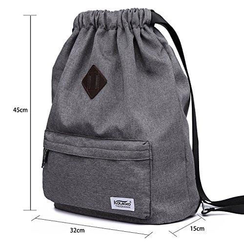 Drawstring Sports Backpack Lightweight Gym Yoga Sackpack Shoulder Rucksack for Men and Women-Dark Grey