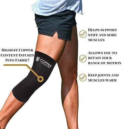 Copper Compression Recovery Knee Sleeve - GUARANTEED Highest Copper Content With Infused Fit. #1 Copper Knee Brace for Men And Women. Wear To Support Stiff & Sore Muscles & Joints (Medium)