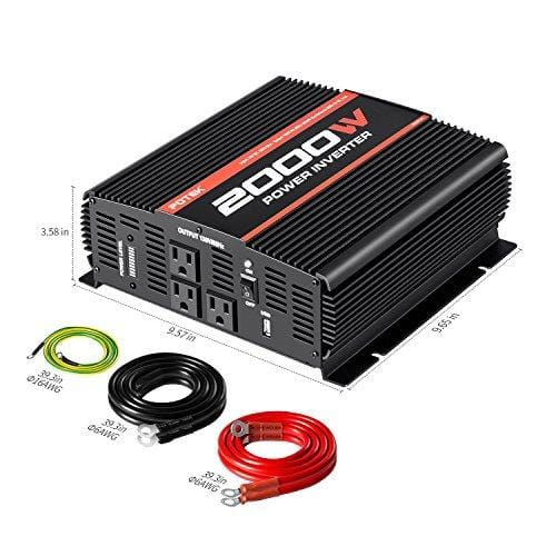 POTEK 2000W Power Inverter Three AC Outlets 12V DC to 110V AC Car Inverter with USB Port