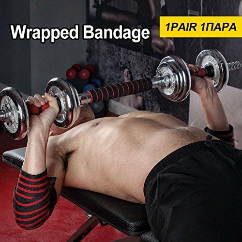 HYFAN Professional Elbow Wrist Wraps 40" Elastic Elbow Support for Weightlifting Workout Bodybuilding Gym Fitness (Red)