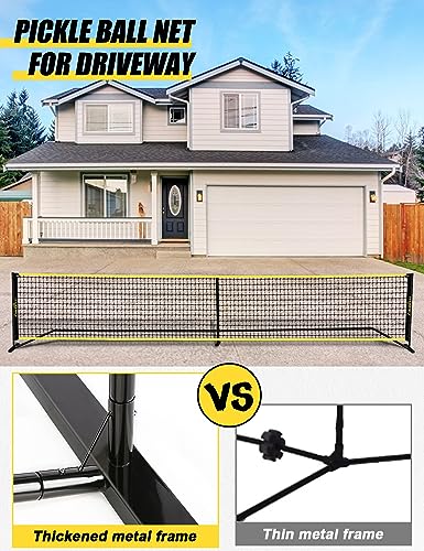LIBERRWAY Pickleball Net Portable Pickle Ball Nets Outdoor Regulation Size 22FT Pickleball Practice Net System for Driveway Backyard Beach with Carrying Bag Metal Frame Strong PE Net All Weather