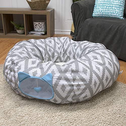 Kitty City Large 12" Multifunction Cat Tunnel and with Central Mat for Cat, Cat Toy, Cat Bed