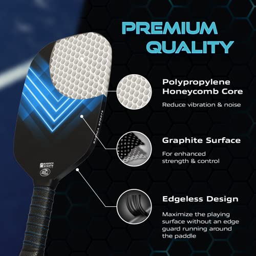 Kasaca Blue Pickleball Paddles USAPA Carbon Fiber Pickleball Paddle with Pickle Ball Paddle Cover Pickle Ball Raquette Pickle Ball Racket Edgeless Style Pickleball Racket Lightweight Single Paddle