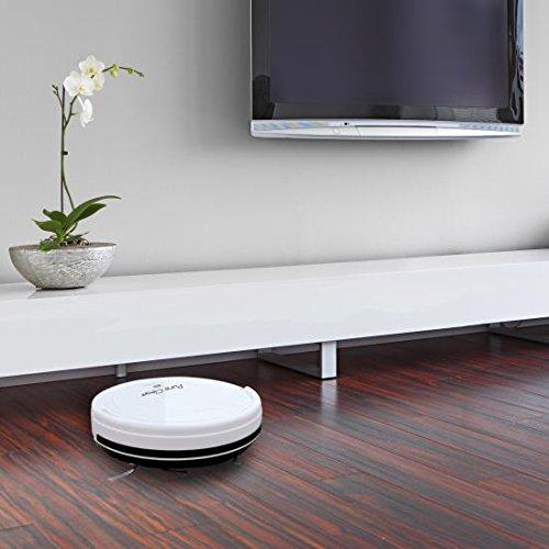 PUCRC25 Automatic Robot Vacuum Cleaner - Lithium Battery 90 Min Run Time - Robotic Auto Home Cleaning for Clean Carpet and Hardwood Floor Dry Mopping - HEPA Pet Hair Allergies Friendly - Pure Clean