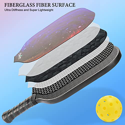 Pickleball Rackets Paddles, Fiberglass Surface Pickle Ball Rackets Set of 2, USAPA Approved, with 4 Balls,1 Pickleball Bag Racquet for Men and Women