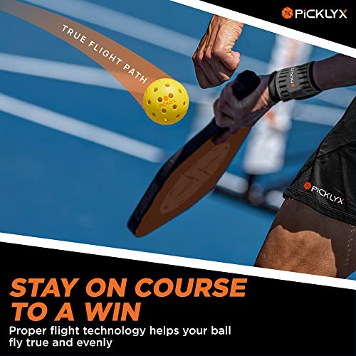 Picklyx 40-Hole Outdoor Pickleball Balls – Set of 4 Plastic, Ultra-Bright Pickleballs for Outdoor Play Games & Practice – Weather-Weighted Pickle Balls with Real Bounce for Superior Play