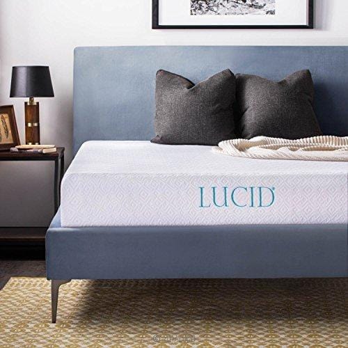 LUCID 10 Inch Gel Memory Foam Mattress - Dual-Layered - CertiPUR-US Certified - 10-Year U.S. Warranty - Short/RV Queen