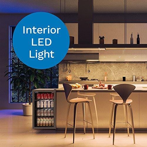 hOmeLabs Beverage Refrigerator and Cooler - 120 Can Mini Fridge with Glass Door for Soda Beer or Wine - Small Drink Dispenser Machine for Office or Bar with Adjustable Removable Shelves