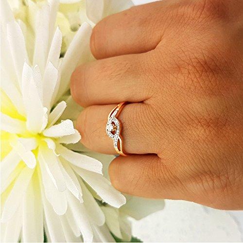 Dazzlingrock Collection 0.15 Carat (ctw) 10k Round Cut Diamond Ladies Engagement Bridal Promise Ring, Rose Gold, Size 8.5