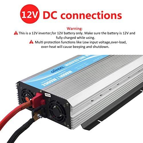 GIANDEL 2000W Power Inverter 12V DC to 110V 120V AC with Remote Control and LED Display Dual AC Outlets & USB Port for RV Truck Boat