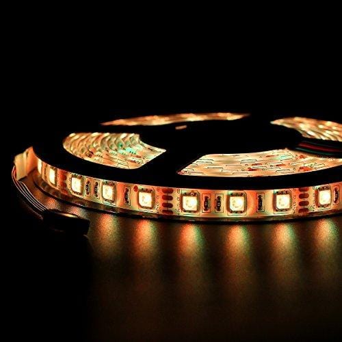 SUPERNIGHT LED Strip 16.4Ft 5050 Waterproof 300leds Adhesive Rope Lights,RGB Color Changing Kit with LED Flexible Strip and 44 Key Remote Control and 12V DC 5A Power Supply