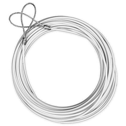 47-foot Replacement Tennis Net Cable with 3" Rope End Loops – For Standard Size Tennis Courts & Select Racquet Sports by Crown Sporting Goods (White)