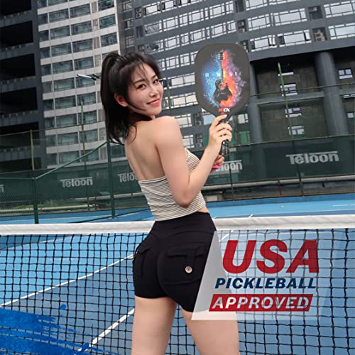 HEICK Pickleball Paddle with Spin Grit,USA Pickleball Approved,for Beginner to Advanced Player,Fiberglass Face,Polypropylene Honeycomb Core,5”Handle,US Major Brand OEM Factory Direct Sales H-MusicG2