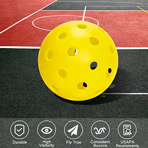 kisportee Pickleball Balls, USA Approved Pickleball, 40 Holes Outdoor Pickleball Balls for Sport Outdoor Play, Pickle Ball Balls with Bag, High Bounce & Durable, Good for All Pickleball Paddles