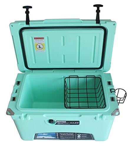 MILEE - Iceland Cooler with Divider, Basket and Cup holder, 45 QT - Green