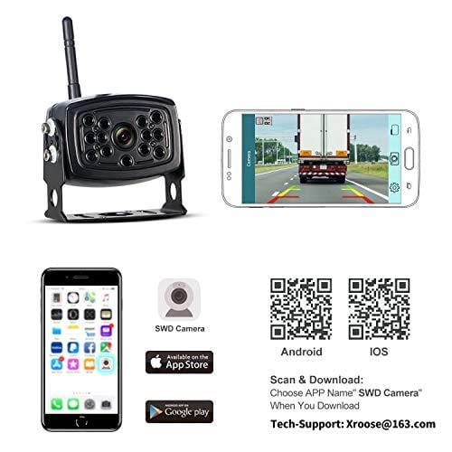 Wireless Phone Backup Camera Reversing Camera Trucks RV Trailers Campers WiFi App Backup Camera Waterproof Rearview Camera Works Smartphone, Tablet Android ... Smartphone, Tablet Android ...