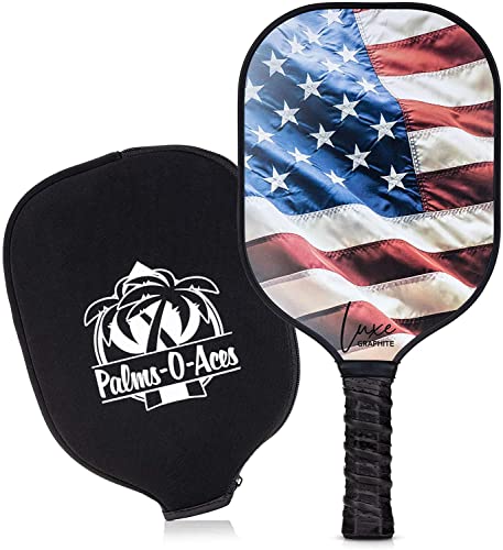 Graphite Pickleball Paddle with Cover - Lightweight Pickleball Racket for Beginners to Professionals - Toray T700 Carbon Fiber Face - Quiet Pickle Ball Paddle with Fun UV Printed Graphics