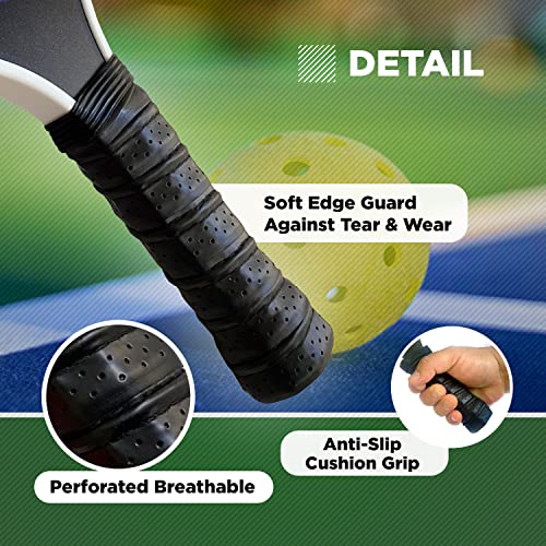 PRO Pickleball Glow in The Dark Paddle Edge and Balls Set. Graphite Carbon Fiber face Cushion with Honeycomb core More Lightweight and Durable