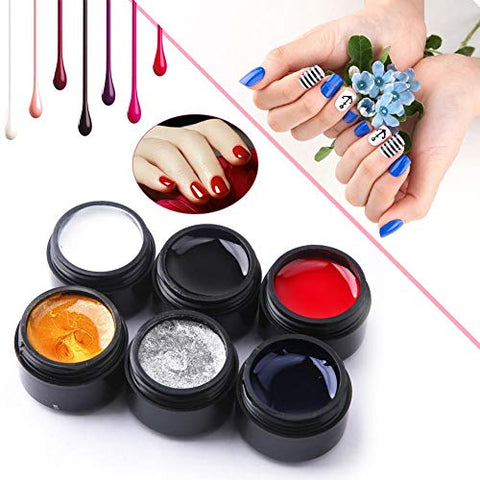Pleasay 6 Colors Spider Gel Wire Drawing Nail Gel Nail Art Wire Drawing Gel Nail Polish with Gel Paint Design, DIY Pulling Line Silk Spider Painting Gel, UV Soak Off, Long Lasting, 5ml