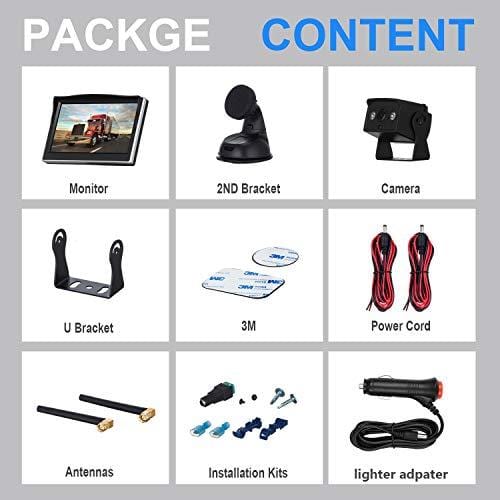 HD 720P Digital Wireless Backup Camera System For RVs/Trucks/Trailers/Vans/ Pickups With 5"Monitor High-Speed Observation System Grid Lines ON/OFF IP69K Waterproof Super Night Vision
