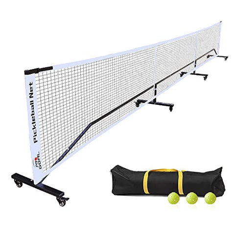 PROGOAL Pickleball Net System, Deluxe with Universal Wheel, Movable Steady Metal Frame with Strong Nylon Net and Carrying Bag, for Pickleball, Tennis, Badminton, Volleyball and Other Games