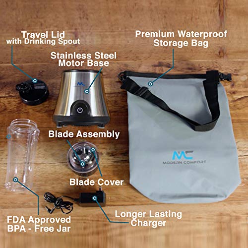 BlenderX CORDLESS HOME, PORTABLE & TRAVEL Blender | Xtra Power, Xtra Blends, Xtra Convenience | Xperience the Difference | Cocktails, Smoothies, Shakes & More | By ModernComfort