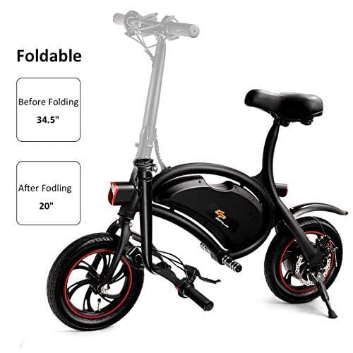 S AFSTAR Safstar Folding Electric Bicycle Lightweight and Aluminum E-Bike 20 mph 12 Mile Range Electric Bike with 350W Powerful Motor and 36V 6Ah Lithium Battery (Black)
