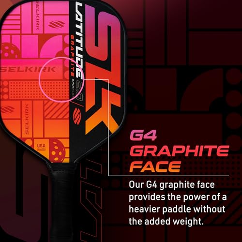 SLK Latitude 2.0 Pickleball Paddle | G4 Graphite Pickleball Paddle Face | Rev-Core+ Technology with SpinFlex Surface | Redesigned for Performance and Control | Orange