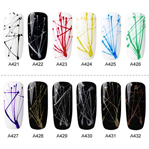 ROSALIND Spider Gel Nail Art Design Pulling Line Silk 12 Colors Set DIY Line Painting Design Lacquer Silver Gold Nail Decorations 5ml