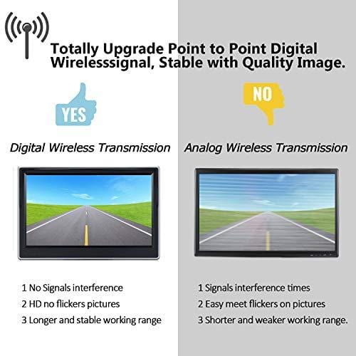 HD Digital Wireless Backup Camera System 5 Inch LCD Monitor for Trucks,Cars,SUVs,Pickups,Vans,Campers Front/Rear View Camera Super Night Vision Waterproof Easy Installation