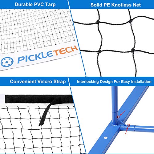 PICKLETECH Portable Pickleball Net Outdoor 22FT Regulation Size Set 3.0 Reinforced Version Blue