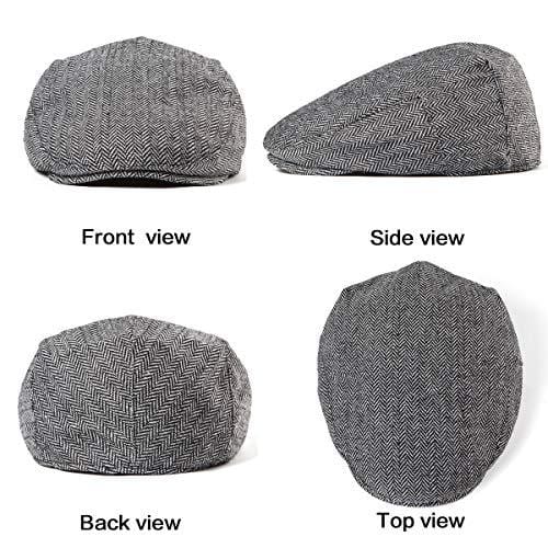 LADYBRO Black+Grey Tweed Newsboy Cap - Retro Wool Hat for Men Flat Cap Ivy Hat Cap Golf Hat 2Pack [product _type] LADYBRO - Ultra Pickleball - The Pickleball Paddle MegaStore