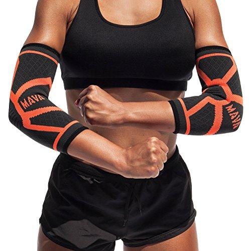 Mava Sports Elbow Brace Compression Sleeve (Pair) - Elbow Brace for Tendonitis, Tennis, Workouts, Weightlifting, Golfer's Elbow Treatment, Basketball- Reduce Joint Pain & Elbow Support - Elbow Sleeve