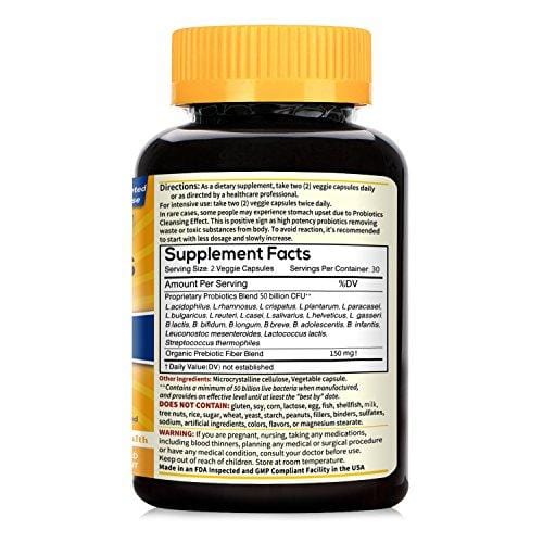 NewRhythm Probiotics 50 Billion CFU 20 Strains, 60 Veggie Capsules, Targeted Release Technology, Stomach Acid Resistant, No Need for Refrigeration, Non-GMO, Gluten Free