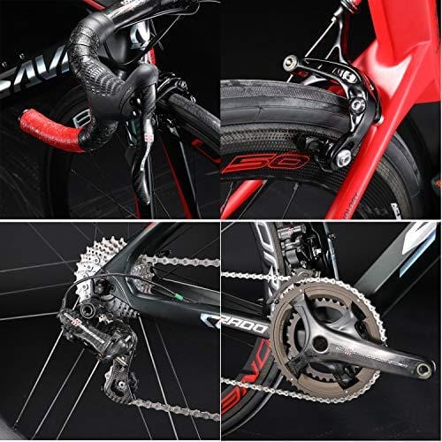 SAVADECK Phantom9.0 700C Carbon Fiber Road Bike Cycling Bicycle with Campagnolo Record EPS 22 Speed Electronic Groupset(Black Red 54cm)