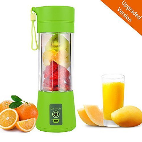 Portable blender Personal 6 Blades Juicer Cup Household Fruit Mixer, With Magnetic Secure Switch, USB Charger Cable 380ML(Green)