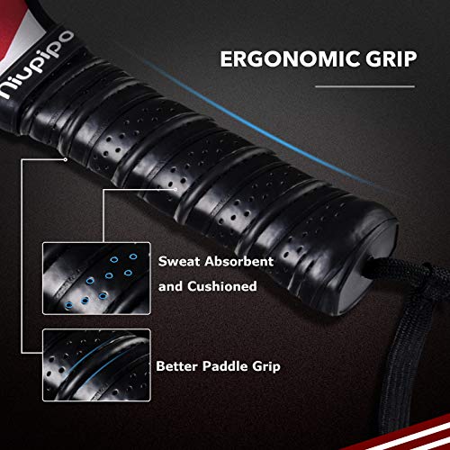 niupipo Pickleball Paddles, Pickleball Set 4 Paddles with 6 Balls and 1 Carry Bag, 7-ply Basswood Wood Pickleball Paddles, Safe Edge Guard, Cushioned Grip, Wooden Pickleball Paddle 4 Pack for Beginner