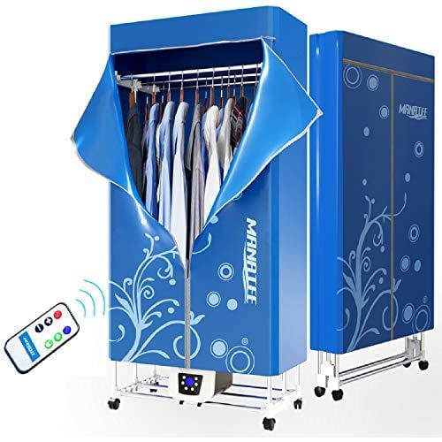 1000W Electric Clothes Dryer Heater, Portable Drying Rack Double Layer  Shelf Rack, Mini Clothes Dryer Multifunctional Travel Dryer 110V Blue