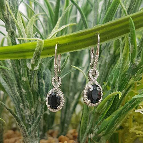 Dazzlingrock Collection 10K Oval Blue Sapphire & Round White Diamond Ladies Infinity Dangling Earrings, White Gold