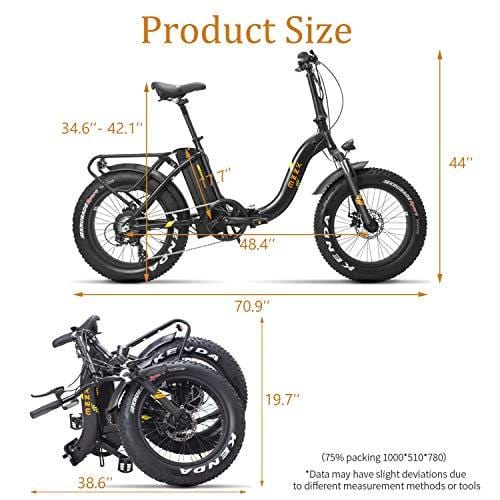 MZZK 20" Wide Fat Tire Electric Moped Electric Mountain Bicycles with Lithium Battery (48V 624W) Folding Electric Bike