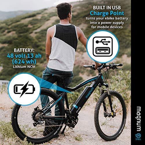Magnum Peak Premium Electric Mountain Bike - 500-700W Motor - Large Capacity 48V13A - Lithium Battery -29" Wheels - Ebikes for Adults - Black