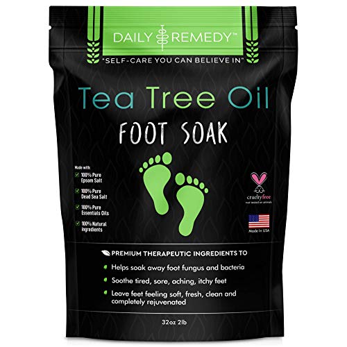 Tea Tree Oil Foot Soak with Epsom Salt - Made in USA - for Toenail Fungus, Athletes Foot, Stubborn Foot Odor Scent, Fungal, Softens Calluses & Soothes Sore Tired Feet