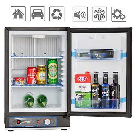 Smad Small Propane Fridge 3 Way Refrigerator for RV Outdoor Camper Gas 110V 12V,1.4 Cu.ft.