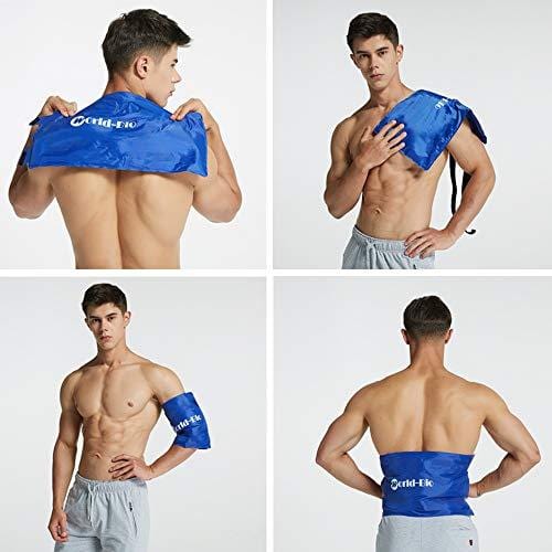 WORLD-BIO Large Knee Ice Pack Cold Therapy Wrap for Knees Legs Thighs Injuries, Medical Freezable Compression Gel Packs for Post Surgery Recovery, Muscle Aches Relief - 2 Elastic Neoprene Straps