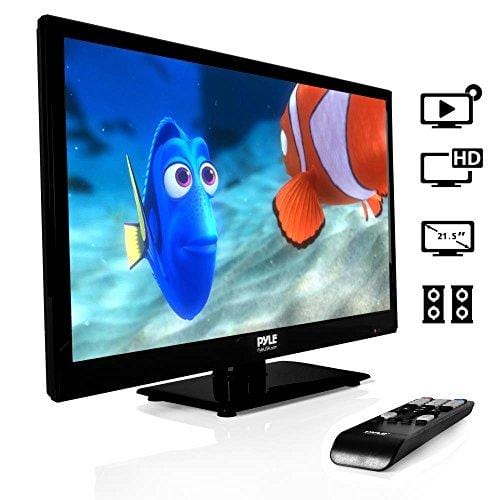 Pyle 21.5" 1080p LED TV, Multimedia Disc Player, Ultra HD TV, LED Hi Res Widescreen Monitor w/ HDMI Cable RCA Input, LED TV Monitor, Audio Streaming, Mac PC, Stereo Speakers, Wall Mount (PTVDLED22)