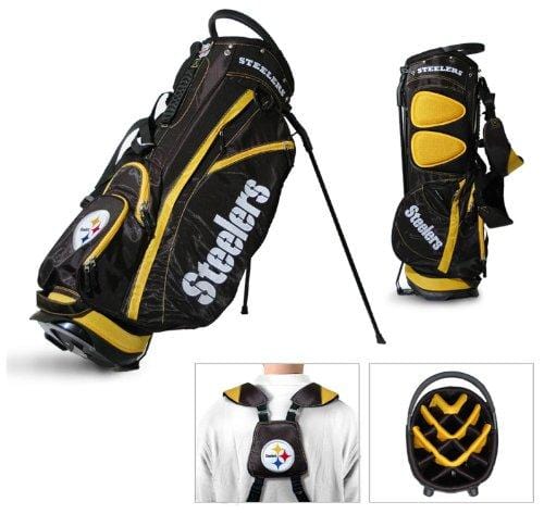 Team Golf NFL Pittsburgh Steelers Fairway Golf Stand Bag, Lightweight, 14-way Top, Spring Action Stand, Insulated Cooler Pocket, Padded Strap, Umbrella Holder & Removable Rain Hood