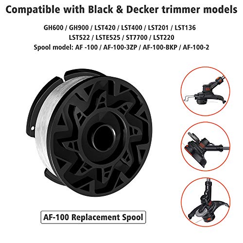 X Home 6-Pack Durable AF-100 Pre-Wound Weed Eater Spools, Compatible with Most Black and Decker String Trimmers, Easy to Install