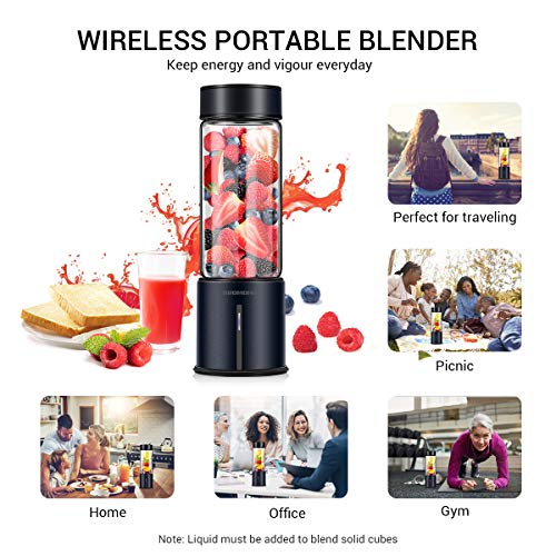 REDMOND Portable Blender, Personal USB Rechargeable Blender, Mini Juicer to make Shake and Smoothie, Single Serve Stainless Steel Juicer Cup Fruit Mixer, 16oz Large Capacity Travel Outdoor and Home Use, BL014